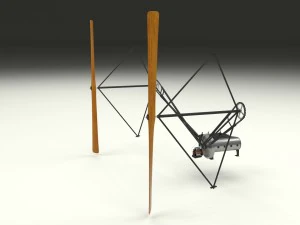 wright flyer propulsion animated 3D Model