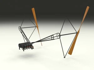 wright flyer propulsion animated 3D Model