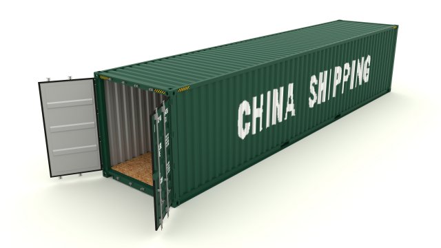 shipping container china shipping 3D Модель .c4d .max .obj .3ds .fbx .stl .blend