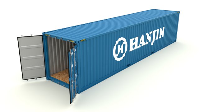 shipping container hanjin 3D Model .c4d .max .obj .3ds .fbx .stl .blend 