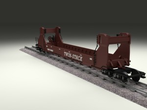 brown train well car 3D Model