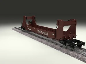 brown train well car 3D Model
