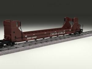 brown train well car 3D Model