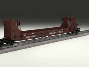 brown train well car 3D Model