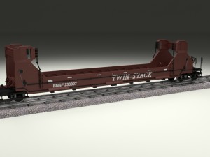 brown train well car 3D Model