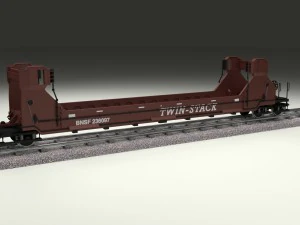 brown train well car 3D Model