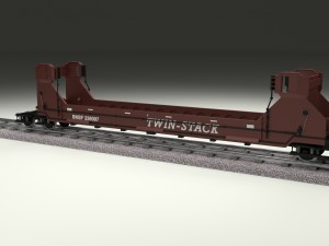 brown train well car 3D Model