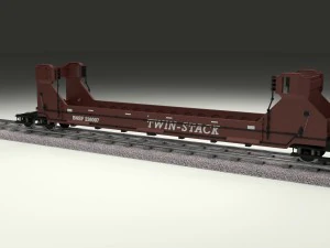 brown train well car 3D Model