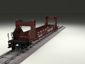 brown train well car 3D Model
