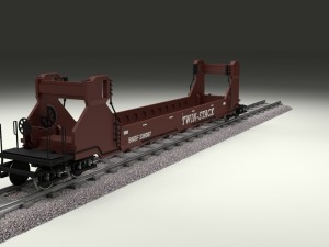 brown train well car 3D Model