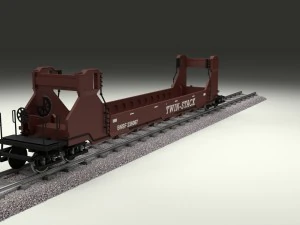 brown train well car 3D Model