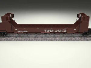 brown train well car 3D Model