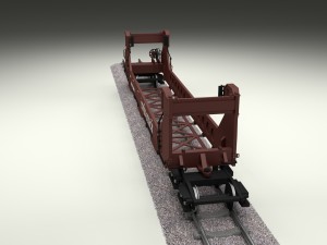 brown train well car 3D Model