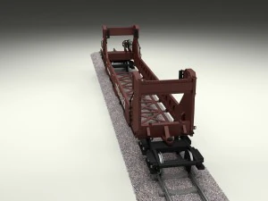 brown train well car 3D Model