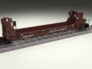 brown train well car 3D Model