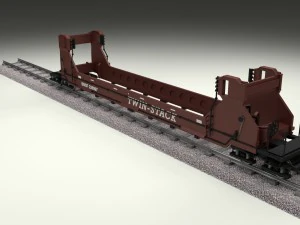 brown train well car 3D Model