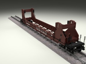 brown train well car 3D Model