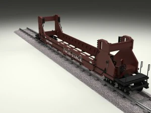 brown train well car 3D Model