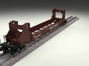 brown train well car 3D Model
