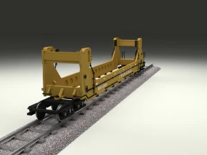 yellow train well car 3D Model