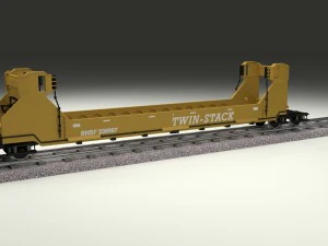 yellow train well car 3D Model