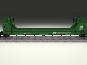green train well car 3D Model