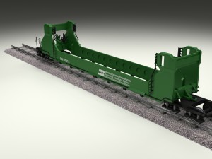 green train well car 3D 模型