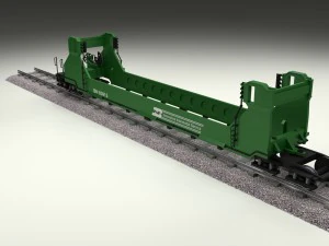 green train well car 3D Model