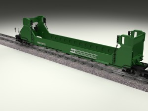 green train well car 3D 模型