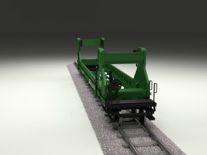 green train well car 3D 模型