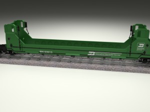 green train well car 3D 模型