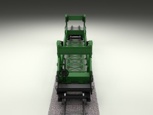 green train well car 3D 模型