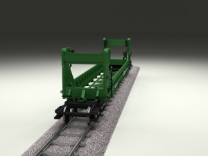 green train well car 3D 模型
