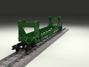 green train well car 3D 模型