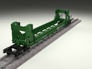 green train well car 3D 模型