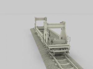green train well car 3D 模型
