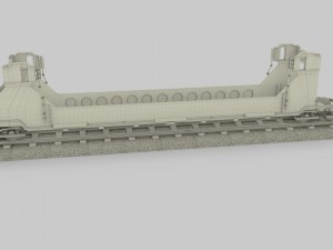 green train well car 3D 模型