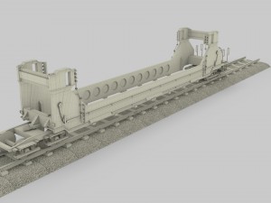 green train well car 3D 模型