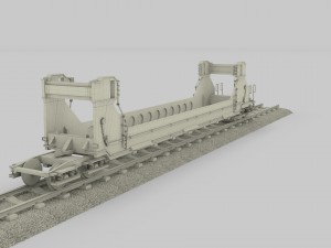 green train well car 3D 模型