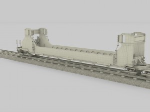 green train well car 3D 模型
