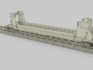 green train well car 3D 模型