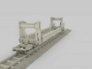 green train well car 3D Model