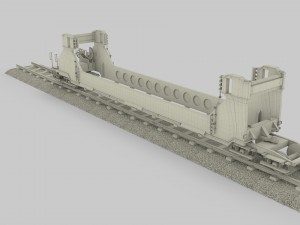 green train well car 3D 模型