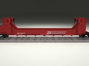 red train well car Model 3D
