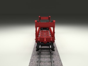 red train well car Modello 3D