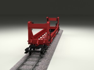 red train well car Modello 3D
