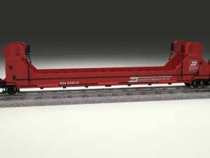 red train well car Modello 3D