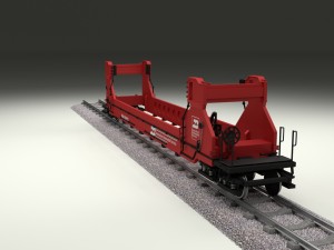 red train well car Modello 3D