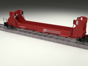 red train well car Modello 3D