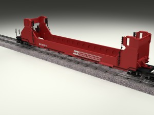 red train well car Modello 3D